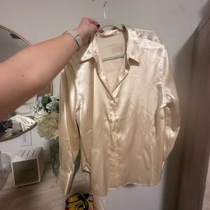 Daily Drills Silk Cream Button-Up Shirt